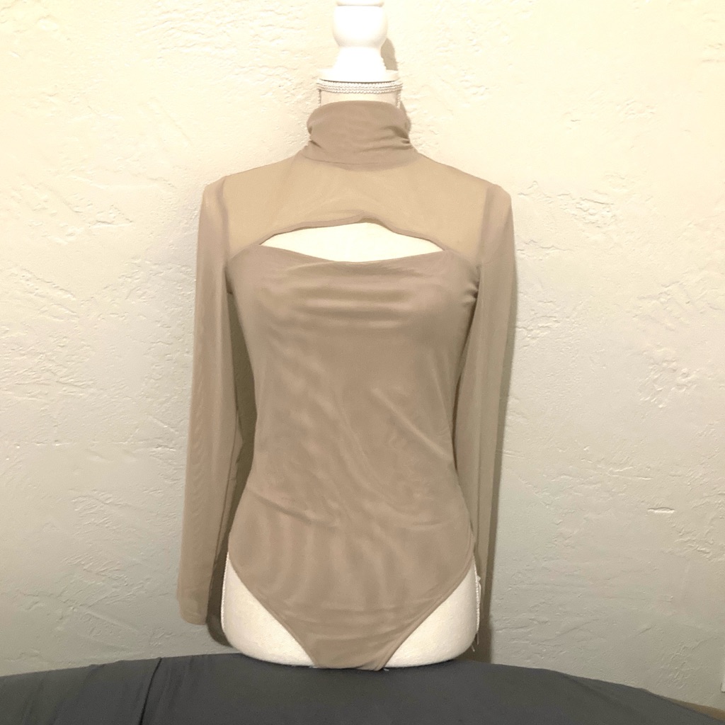 Nwt Sheer Peek A Boo Lined Bodysuit S/M